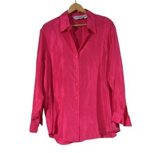 Diane von Furstenberg The Color Authority Silk Button‎ Down Shirt Pink M/L